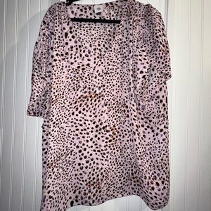 CAbi Pink and Black Leopard Print Top